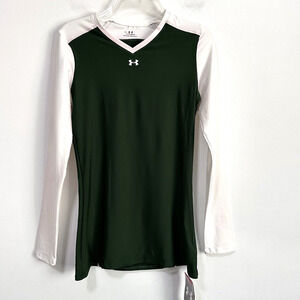 Under Armour Shirt Womens M‎ Green Volleyball Sports Athletic Heat Gear NEW FLAW